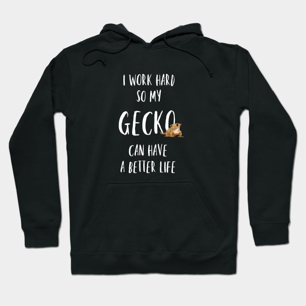 Work Hard for my Gecko, Funny Crested Gecko Shirt, Crested Gecko Lover Hoodie by sockdogs